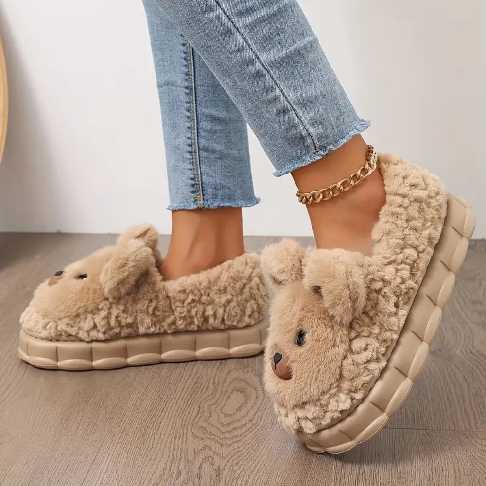 Fuzzy Bear Slippers